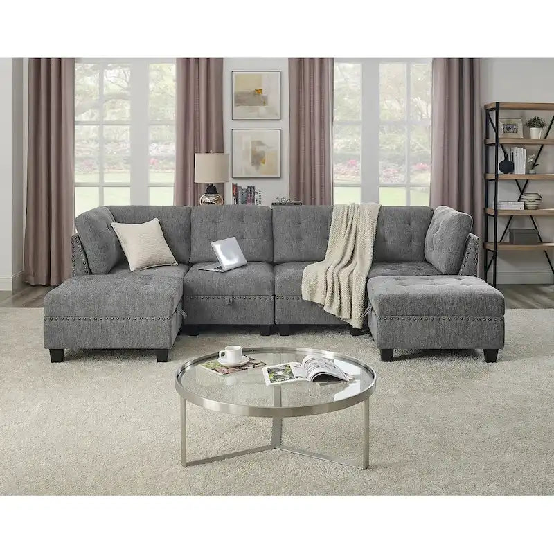 DIY Kombinierbares modulares Ecksofa, Grau