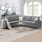 Modernes 3-teiliges Ecksofa, L-förmige Polstercouch mit 3 Kissen
