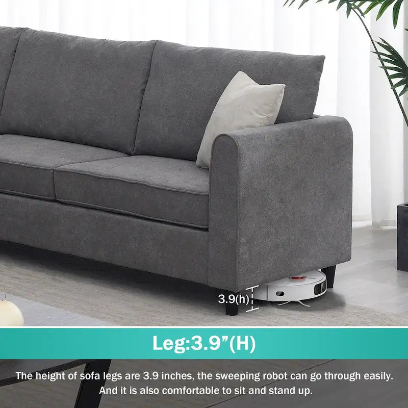 Modernes 3-teiliges Ecksofa, L-förmige Polstercouch mit 3 Kissen
