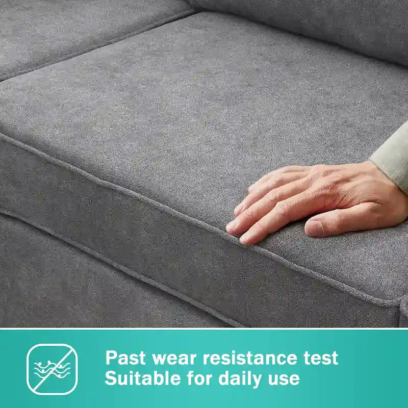 Modernes 3-teiliges Ecksofa, L-förmige Polstercouch mit 3 Kissen