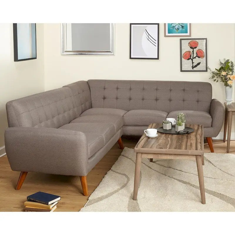 Simple Living Livingston Mid-Century Gepolstertes L-förmiges Ecksofa