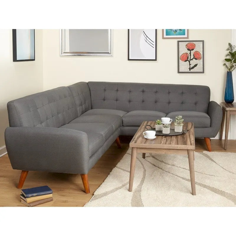 Simple Living Livingston Mid-Century Gepolstertes L-förmiges Ecksofa