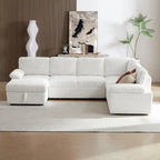 Modulares Sektionssofa Couch Freie Kombination L/U-förmig Kordsamt gepolstert umwandelbares Schlafsofa Tagesbett