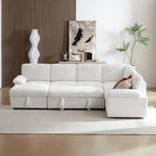 Modulares Sektionssofa Couch Freie Kombination L/U-förmig Kordsamt gepolstert umwandelbares Schlafsofa Tagesbett