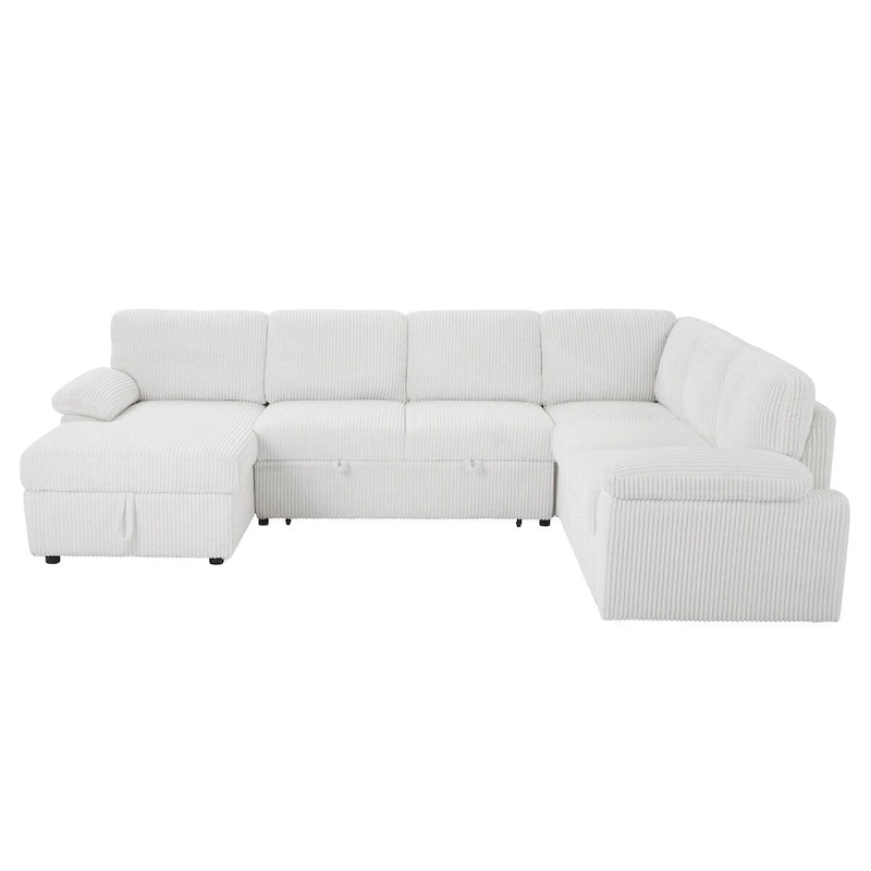 Modulares Sektionssofa Couch Freie Kombination L/U-förmig Kordsamt gepolstert umwandelbares Schlafsofa Tagesbett