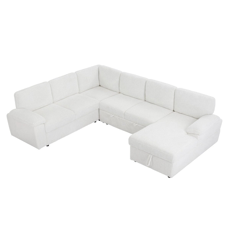 Modulares Sektionssofa Couch Freie Kombination L/U-förmig Kordsamt gepolstert umwandelbares Schlafsofa Tagesbett