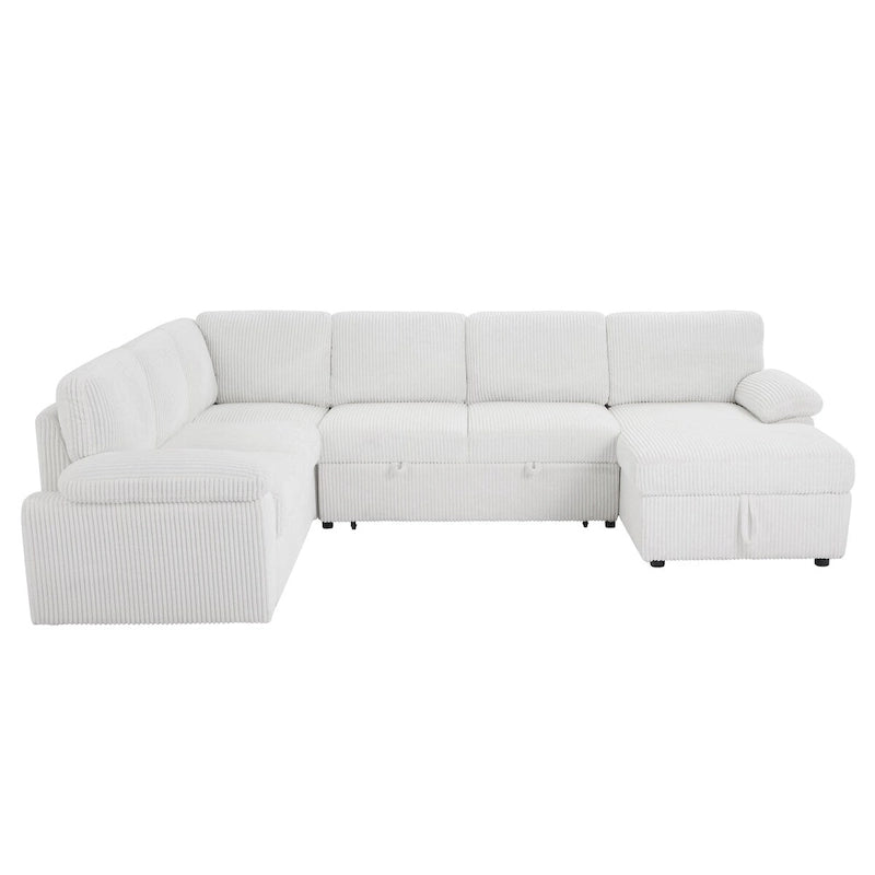 Modulares Sektionssofa Couch Freie Kombination L/U-förmig Kordsamt gepolstert umwandelbares Schlafsofa Tagesbett