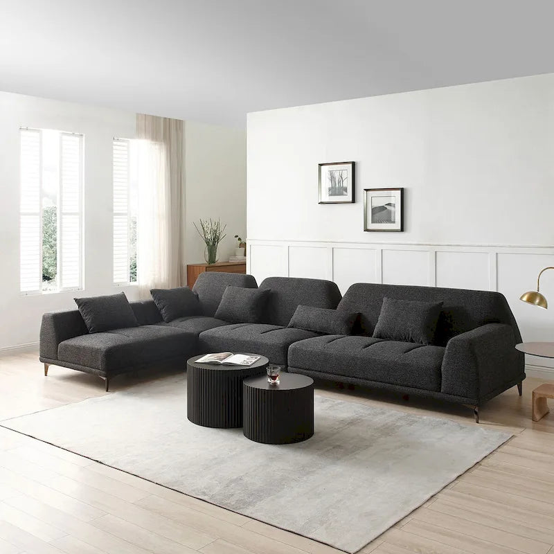 Modernes großes abnehmbares Schlafsofa grauer Stoff mit Kissen