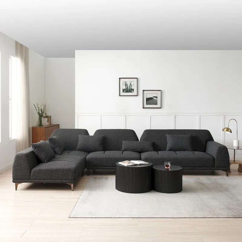 Modernes großes abnehmbares Schlafsofa grauer Stoff mit Kissen