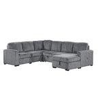 U-förmige Kombination aus 6-Sitzer-Ecksofa mit Stauschlafsessel und USB-Anschlüssen