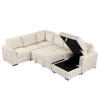 U-förmige Kombination aus 6-Sitzer-Ecksofa mit Stauschlafsessel und USB-Anschlüssen