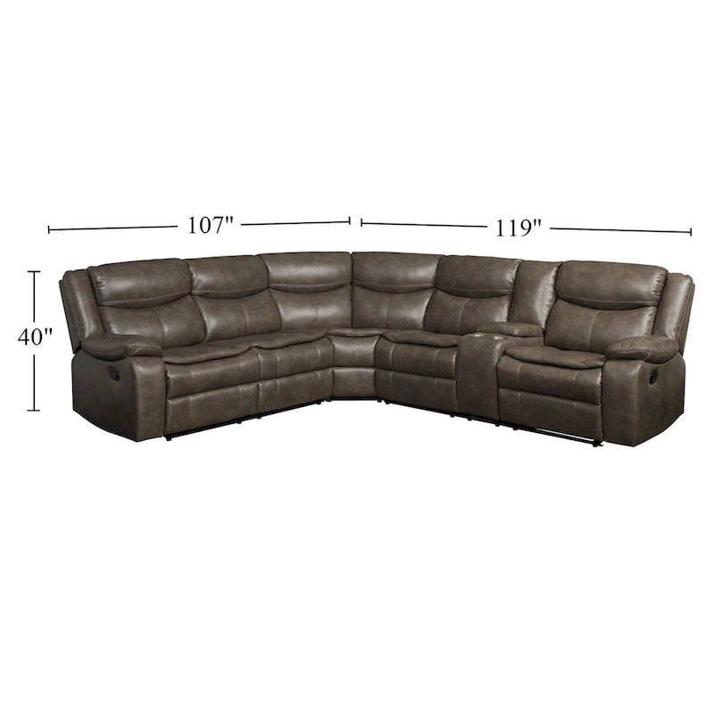 Kunstlederbezogenes Relax-Sofa in Taupe