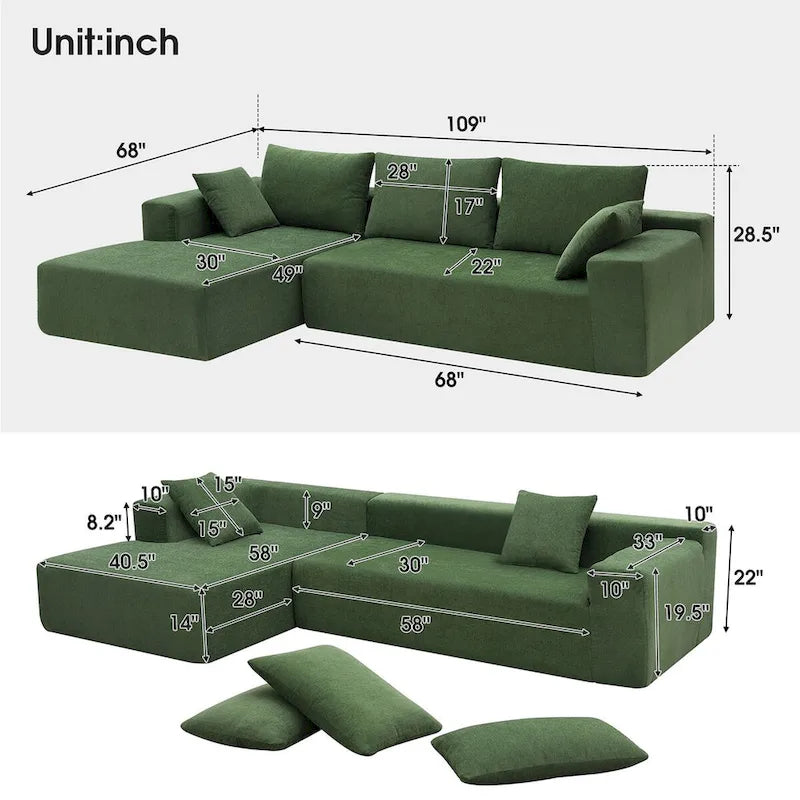Merax Modulares Ecksofa-Set für Wohnzimmer, Schlafzimmer, Salon