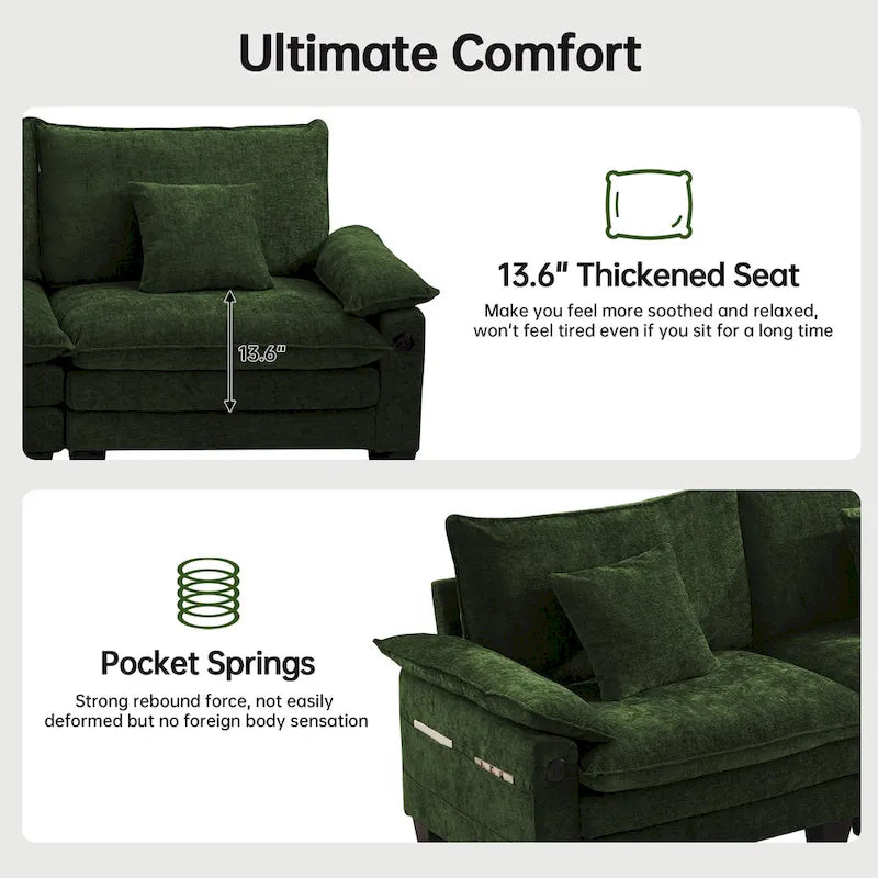 144 Modulares Kompressions-Sofa-Set, verwandelbares Sektionsschlafsofa mit 2 Ottomanen