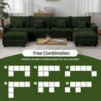 144 Modulares Kompressions-Sofa-Set, verwandelbares Sektionsschlafsofa mit 2 Ottomanen