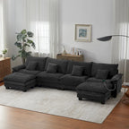 144 Modulares Kompressions-Sofa-Set, verwandelbares Sektionsschlafsofa mit 2 Ottomanen