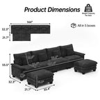 144 Modulares Kompressions-Sofa-Set, verwandelbares Sektionsschlafsofa mit 2 Ottomanen