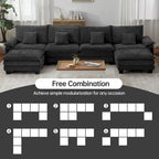 144 Modulares Kompressions-Sofa-Set, verwandelbares Sektionsschlafsofa mit 2 Ottomanen