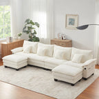 144 Modulares Kompressions-Sofa-Set, verwandelbares Sektionsschlafsofa mit 2 Ottomanen