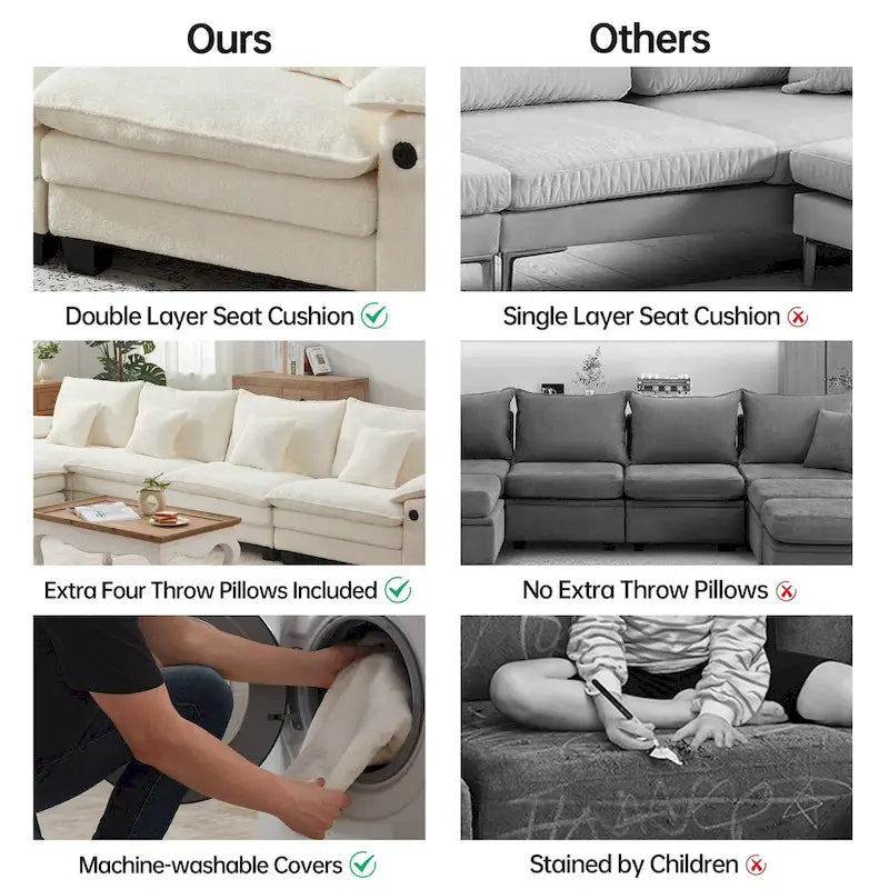 144 Modulares Kompressions-Sofa-Set, verwandelbares Sektionsschlafsofa mit 2 Ottomanen