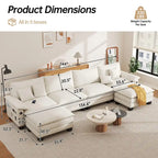 144 Modulares Kompressions-Sofa-Set, verwandelbares Sektionsschlafsofa mit 2 Ottomanen