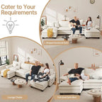 144 Modulares Kompressions-Sofa-Set, verwandelbares Sektionsschlafsofa mit 2 Ottomanen