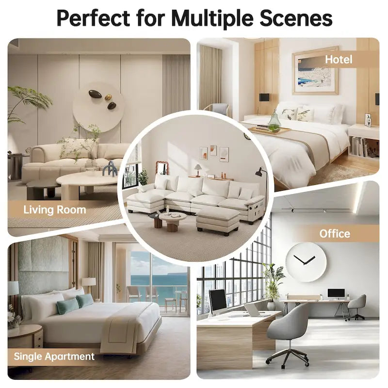 144 Modulares Kompressions-Sofa-Set, verwandelbares Sektionsschlafsofa mit 2 Ottomanen