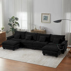 144 Modulares Kompressions-Sofa-Set, verwandelbares Sektionsschlafsofa mit 2 Ottomanen