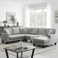 89*89 Oversized Modernes Samt-Sofa, Großes L-förmiges Polstermöbel für den Innenbereich mit Doppelkissen, Grau