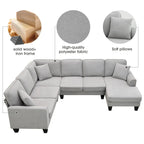 89*89 Oversized Modernes Samt-Sofa, Großes L-förmiges Polstermöbel für den Innenbereich mit Doppelkissen, Grau