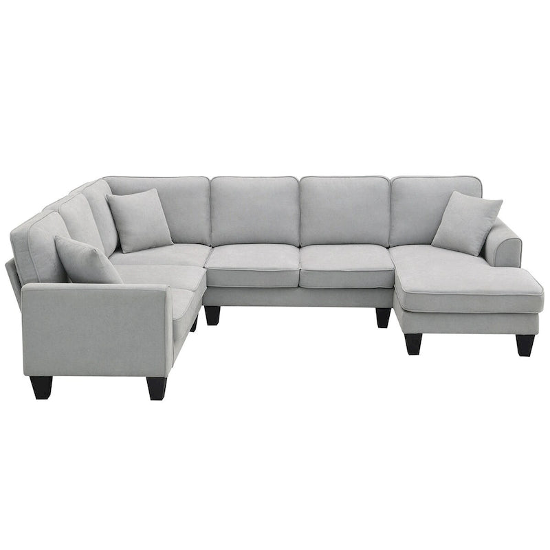 89*89 Oversized Modernes Samt-Sofa, Großes L-förmiges Polstermöbel für den Innenbereich mit Doppelkissen, Grau