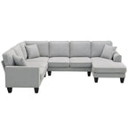 89*89 Oversized Modernes Samt-Sofa, Großes L-förmiges Polstermöbel für den Innenbereich mit Doppelkissen, Grau