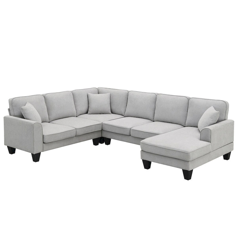 89*89 Oversized Modernes Samt-Sofa, Großes L-förmiges Polstermöbel für den Innenbereich mit Doppelkissen, Grau