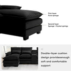Modernes U-förmiges Sofa mit Konsole, Getränkehaltern und USB-Anschlüssen, 6-Sitzer, gepolstert, symmetrisches Innenmöbel, Schwarz