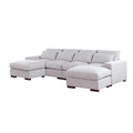 Tatman Sektionssofa aus Leinenmischgewebe mit zwei Ottomanen – 123,24 B x 37,8 T x 34,25 H