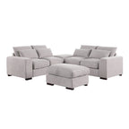 Tatman Sektionssofa aus Leinenmischgewebe mit zwei Ottomanen – 123,24 B x 37,8 T x 34,25 H