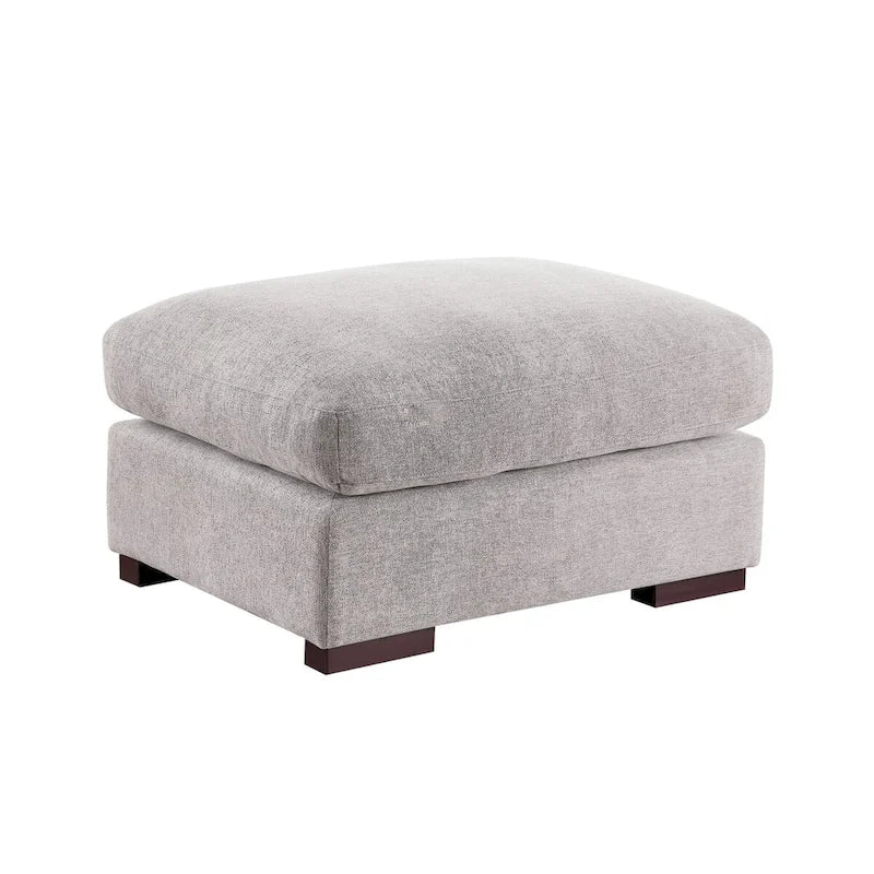 Tatman Sektionssofa aus Leinenmischgewebe mit zwei Ottomanen – 123,24 B x 37,8 T x 34,25 H