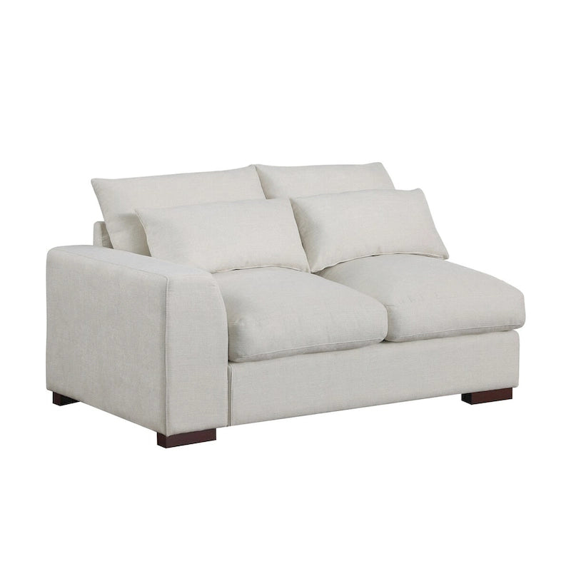 Tatman Sektionssofa aus Leinenmischgewebe mit zwei Ottomanen – 123,24 B x 37,8 T x 34,25 H