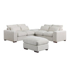 Tatman Sektionssofa aus Leinenmischgewebe mit zwei Ottomanen – 123,24 B x 37,8 T x 34,25 H