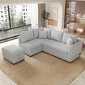 82.6 L-förmiges Schlafsofa mit zwei USB-Anschlüssen, zwei Steckdosen und einem beweglichen Stauraum-Ottoman