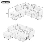 82.6 L-förmiges Schlafsofa mit zwei USB-Anschlüssen, zwei Steckdosen und einem beweglichen Stauraum-Ottoman