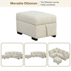82.6 L-förmiges Schlafsofa mit zwei USB-Anschlüssen, zwei Steckdosen und einem beweglichen Stauraum-Ottoman