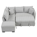82.6 L-förmiges Schlafsofa mit zwei USB-Anschlüssen, zwei Steckdosen und einem beweglichen Stauraum-Ottoman
