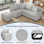 82.6 L-förmiges Schlafsofa mit zwei USB-Anschlüssen, zwei Steckdosen und einem beweglichen Stauraum-Ottoman