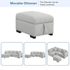 82.6 L-förmiges Schlafsofa mit zwei USB-Anschlüssen, zwei Steckdosen und einem beweglichen Stauraum-Ottoman