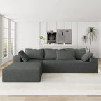 L-förmiges Chenille-Sofa Modernes modulares Sofa mit 6 Kissen für das Wohnzimmer