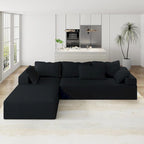 L-förmiges Chenille-Sofa Modernes modulares Sofa mit 6 Kissen für das Wohnzimmer