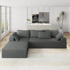 L-förmiges Chenille-Sofa Modernes modulares Sofa mit 6 Kissen für das Wohnzimmer