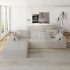 L-förmiges Chenille-Sofa Modernes modulares Sofa mit 6 Kissen für das Wohnzimmer