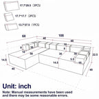 L-förmiges Chenille-Sofa Modernes modulares Sofa mit 6 Kissen für das Wohnzimmer